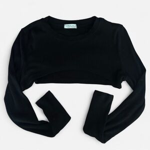 Black Long Sleeve Crop Top/Cardigan